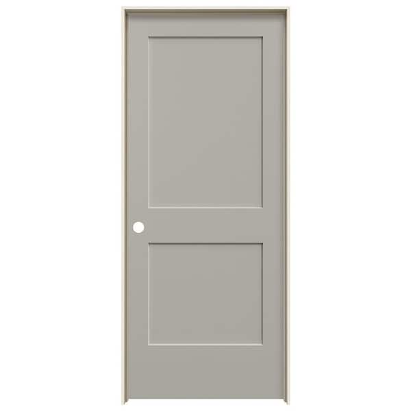 JELD-WEN 32 in. x 80 in. Monroe Vanilla Painted Right-Hand Smooth Solid Core Molded Composite MDF Single Prehung Interior Door