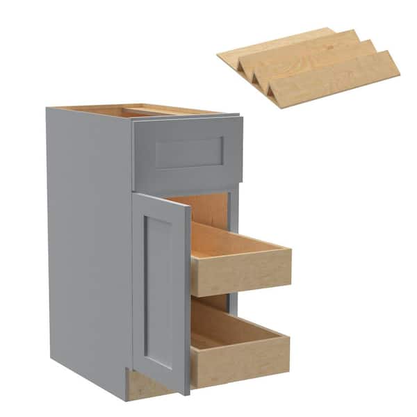 Home Decorators Collection Newport 15 in. W x 24 in. D x 34.5 in. H Assembled Plywood Base Kitchen Cabinet in Pearl Gray with 2ROT Knife Block RH