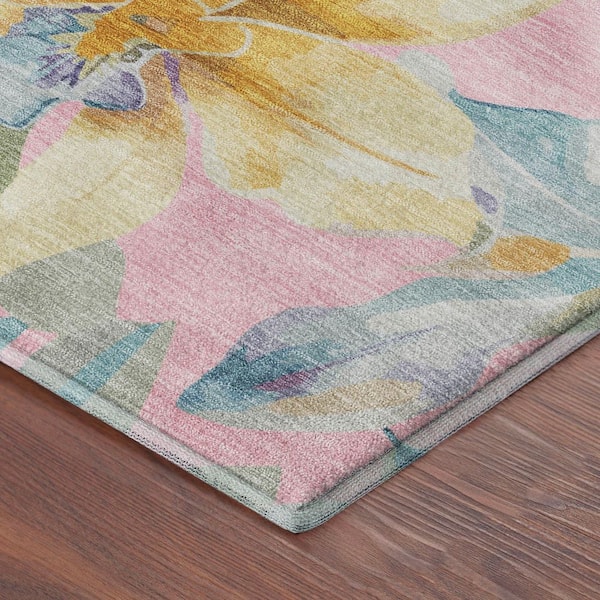 Mayfield Premium Machine Washable Abstract AMF2262 Pink 2 ft. x 3 ft. Accent Rug