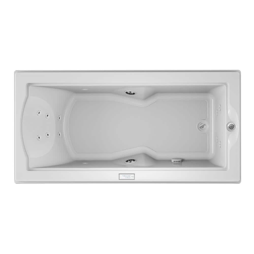 Fuzion White Acrylic Drop-In Whirlpool Tub with Jets