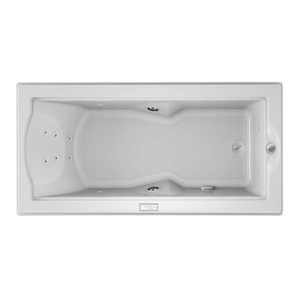 JACUZZI FUZION 70.7 in. x 35.4 in. Rectangular Whirlpool Bathtub with Right Drain in White