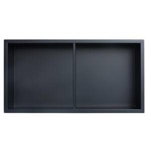 Showroom Series 12 in. x 24 in. SS Niche with Central Shelf in Matte Black