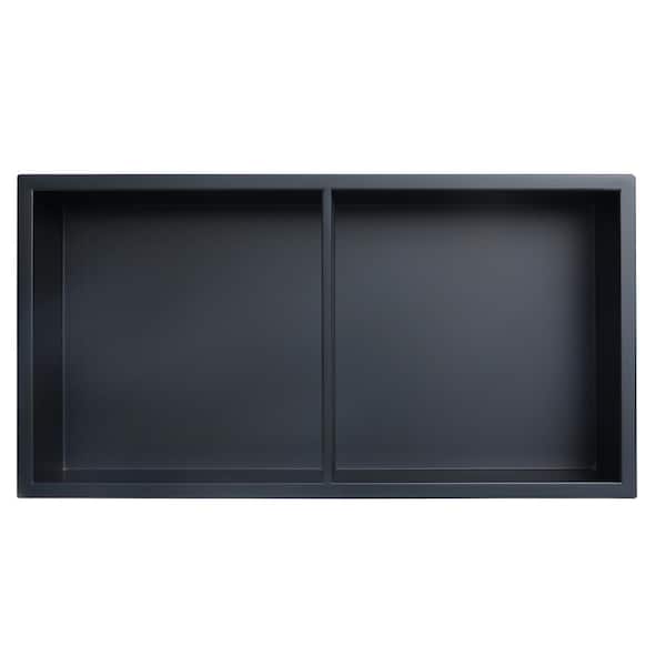 JAG PLUMBING PRODUCTS Showroom Series 12 in. x 24 in. SS Niche with Central Shelf in Matte Black