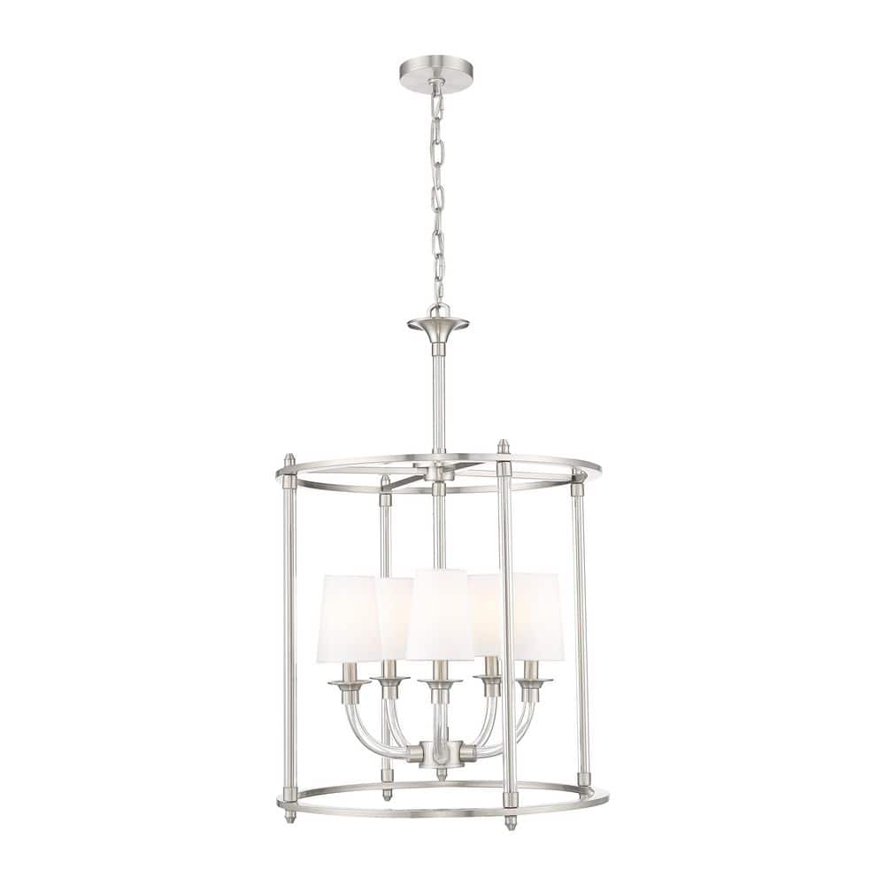 Katerina 5 Light Brushed Nickel Shaded Empire Chandelier for Indoor Use wit