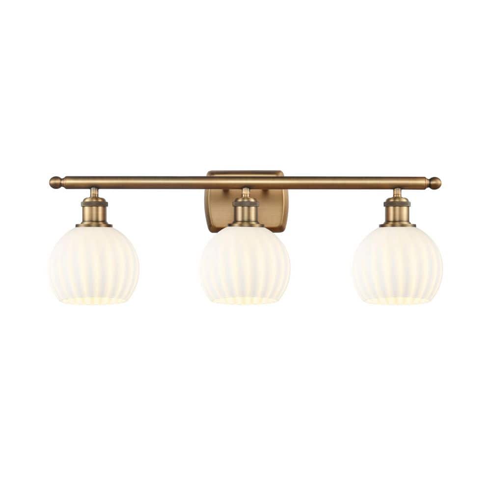 White Venetian 26 in. 3-Light Brushed Brass Vanity Light with Glass Shade price history on PriceWatchPro