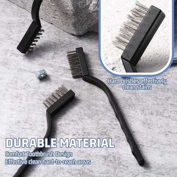 6 Pieces Wire Brush Set Nylon Brass Stainless Steel Brush with Curved