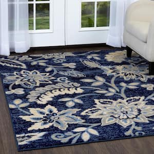 Tremont Navy Blue/Grey 2 ft. x 3 ft. Floral Area Rug