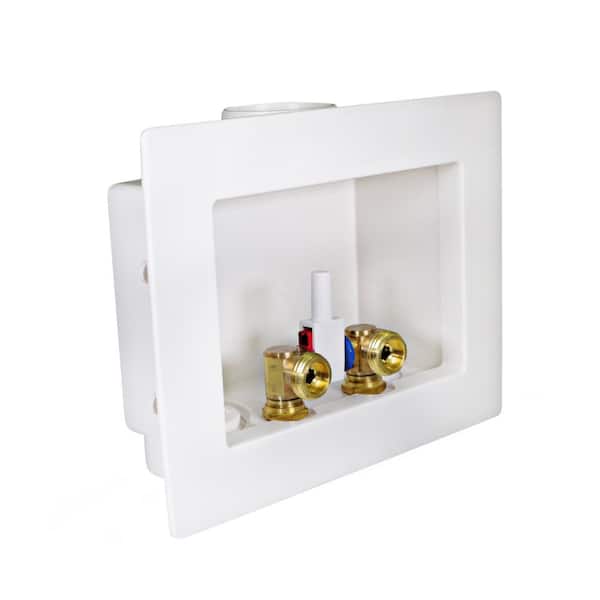 1/2 in. CPVC Brass Valve Fittings in White ABS washing Machine Dual Outlet Box with Hammer Arrester (2-Pack)
