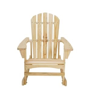 Light Brown Solid Wood Adirondack Rocking Chair, Outdoor Furniture for Patio, Backyard, Garden