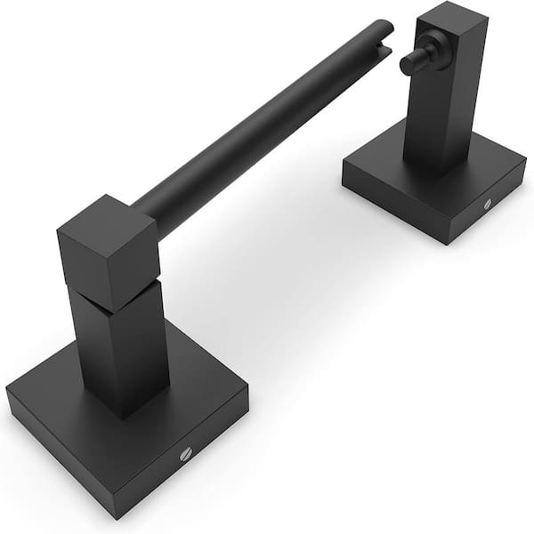 Wall-Mount Double Post Toilet Paper Holder Pivoting Square Tissue Holders Roll Holder Hangers Stand In Matte Black
