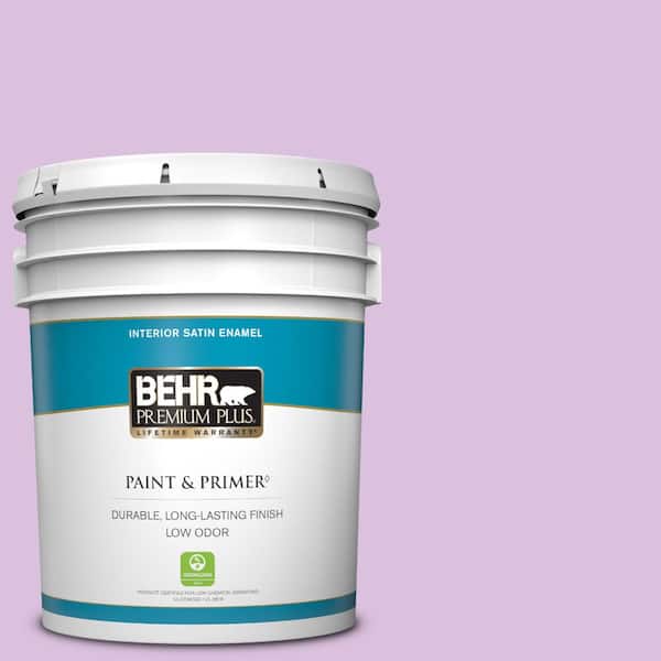 BEHR PREMIUM PLUS 5 gal. #P100-3 Epiphany Satin Enamel Low Odor Interior Paint & Primer