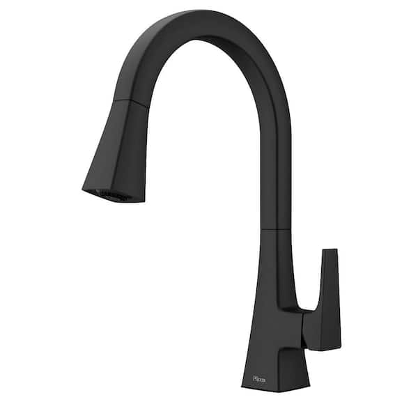 Maximillion Single Handle 15.1875 in. H Pull Down Sprayer Kitchen Faucet with 360° Spout Swivel in Matte Black