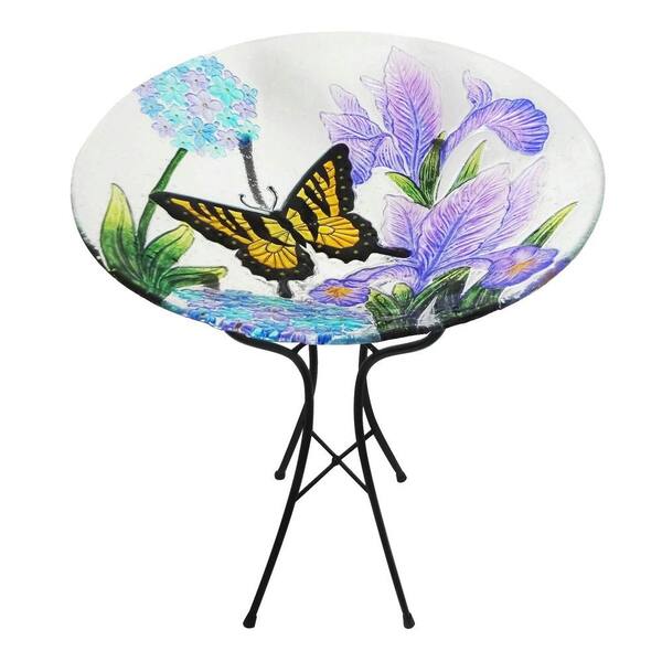 Leigh Country Yellow Butterfly Glass Bird Bath