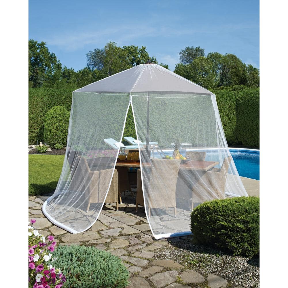 7 ft. to 11 ft. White Outdoor Canopy Adjustable Diameter Insect Repellent U