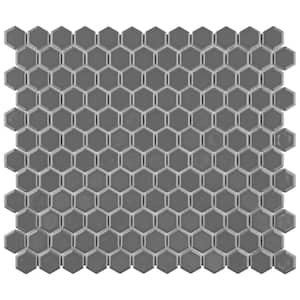 Metro 1 in. Hex Glossy Grey 10-1/4 in. x 11-7/8 in. Porcelain Mosaic Tile (8.6 sq. ft./Case)