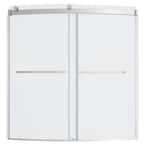 Ovation Curve 60 in. W x 60 in. H Sliding Frameless Tub Door in Brushed Nickel