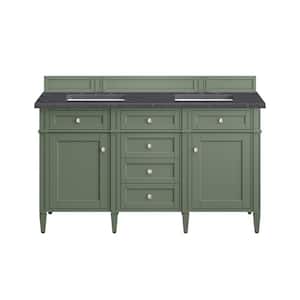 Brittany 60.0 in. W x 23.5 in. D x 33.8 in. H Bathroom Vanity in Smokey Celadon with Charcoal Soapstone Quartz Top
