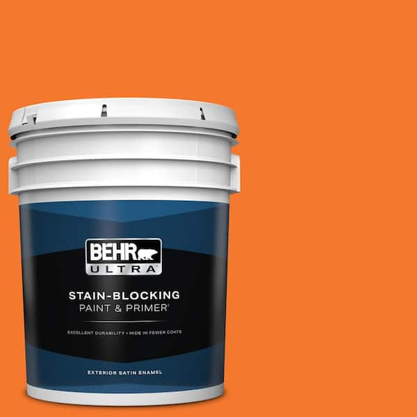 BEHR ULTRA 5 gal. #230B-7 Kumquat Satin Enamel Exterior Paint & Primer