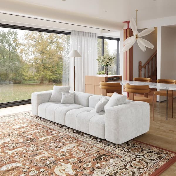 J&E Home 183.54 in. Square Arm Linen 6-piece Modular U Shaped