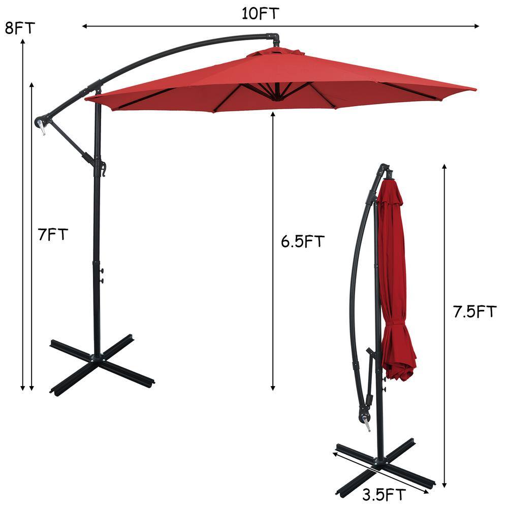 10ft Red Cantilever Patio Umbrella with Steel Frame