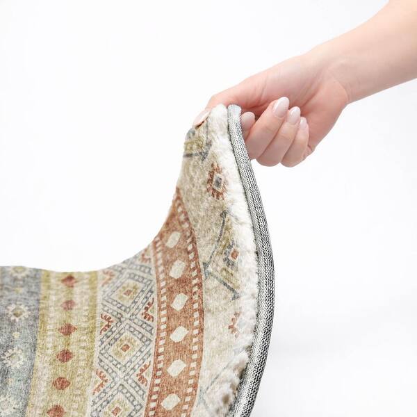 Dream Shag Premium Machine Washable Abstract ADS118 Desert 8 ft. x 8 ft. Round Rug