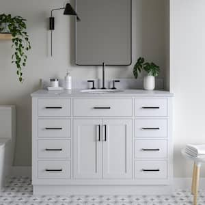 Hepburn 49 in. W x 22 in. D x 35.25 in. H Bath Vanity in White with Carrara Marble Vanity Top in White with White Basin