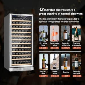 24 in. Single Zone 127-Bottle Built-In and Freestanding Wine Cooler in Stainless Steel