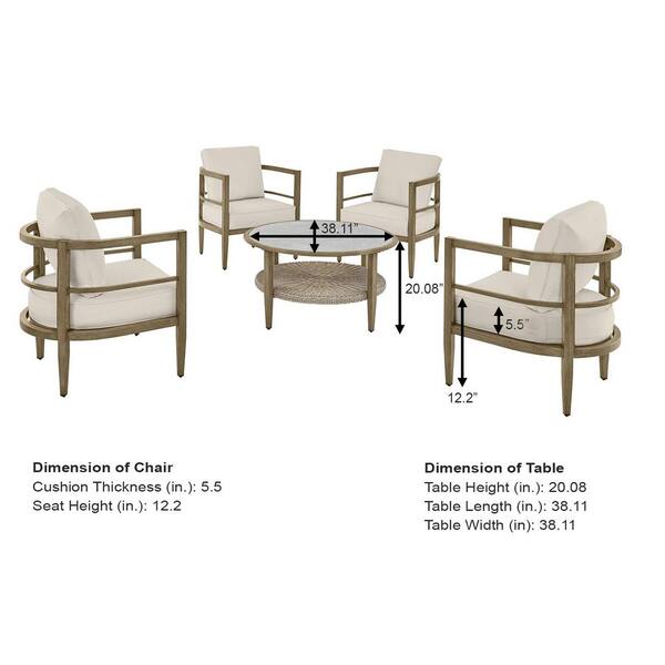 Hampton Bay Saddle View Brown 5-Piece Metal Patio Conversation Set