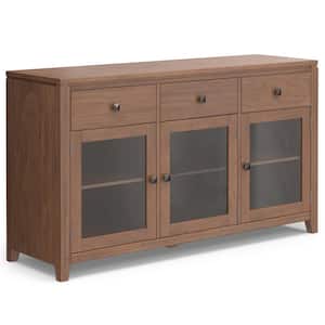 Cosmopolitan Solid Wood and Pine 54 in. x 17 in. Rectangle Contemporary Sideboard Buffet in Medium Saddle Brown