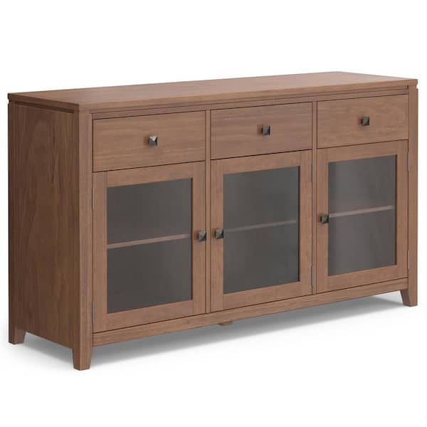 Simpli Home Cosmopolitan Solid Wood and Pine 54 in. x 17 in. Rectangle Contemporary Sideboard Buffet in Medium Saddle Brown