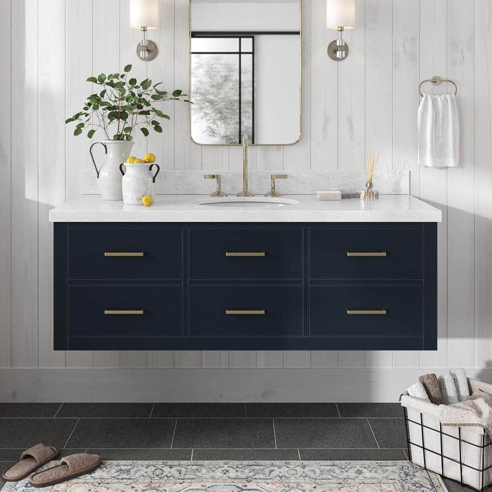 ARIEL Hutton 55 in. W x 22 in. D x 19.6 in. H Bath Vanity in Midnight ...