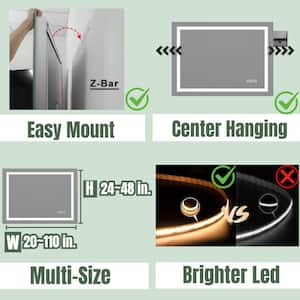 36 in. W x 60 in. H Rectangle Wall-mounted Full-length Mirror, LED Light Full Body Mirror