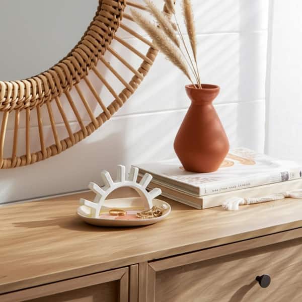 Liv & Skye Ivory Round Ceramic 5.5 in. Sunshine Trinket Tray