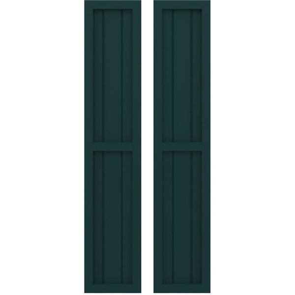 Ekena Millwork 10-1/2-in W x 56-in H Americraft 3 Board Real Wood Two Equal Panel Framed Board and Batten Shutters Thermal Green