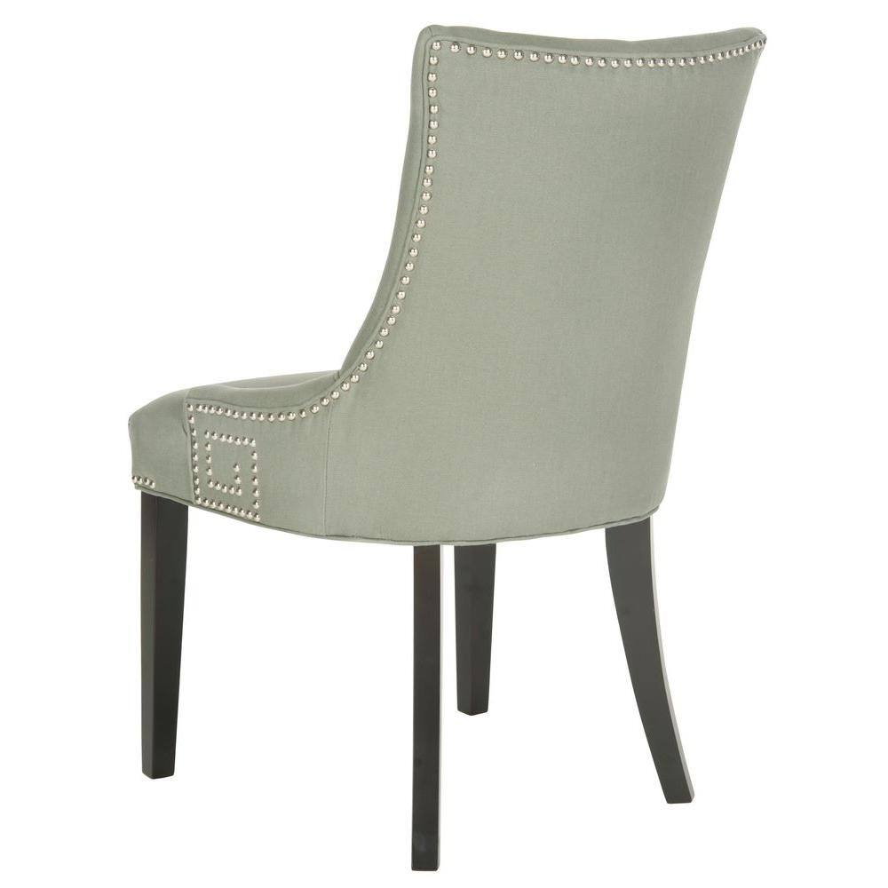 Gray Linen Upholstered Parsons Side Chair with Wood Legs
