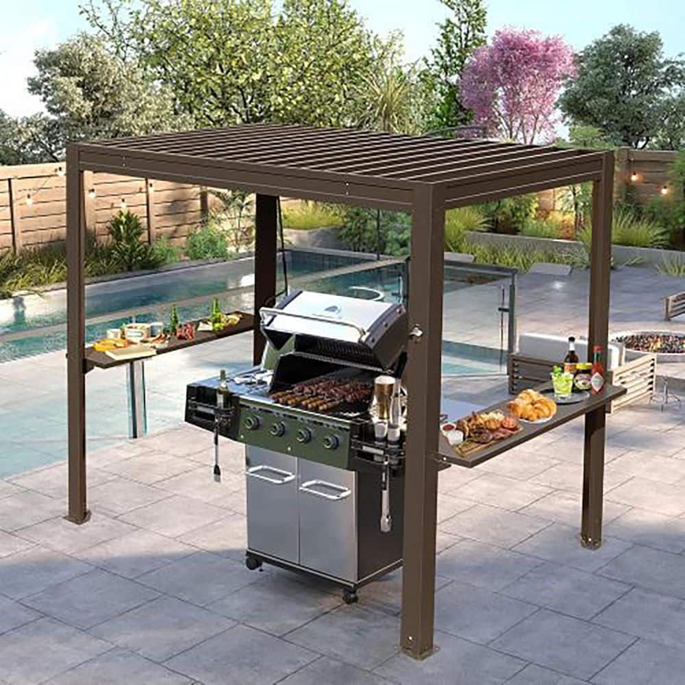 GAZEBEST 8 ft. x 5 ft. Brown Outdoor Grill Gazebo Pergola with