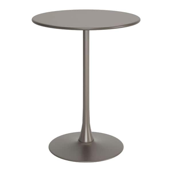ZUO Soleil Outdoor Collection Taupe Round Steel Outdoor Bar Table