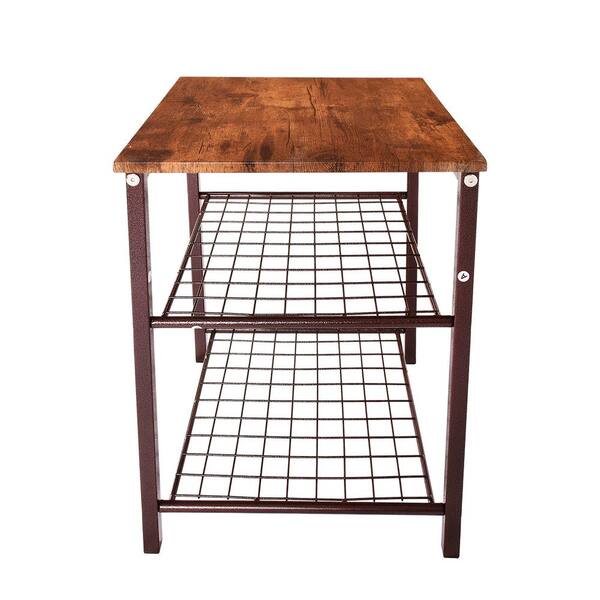 ATHMILE Rustic Brown Nightstand 16.14 in. W x 16.14 in. D x 20.27 in. H