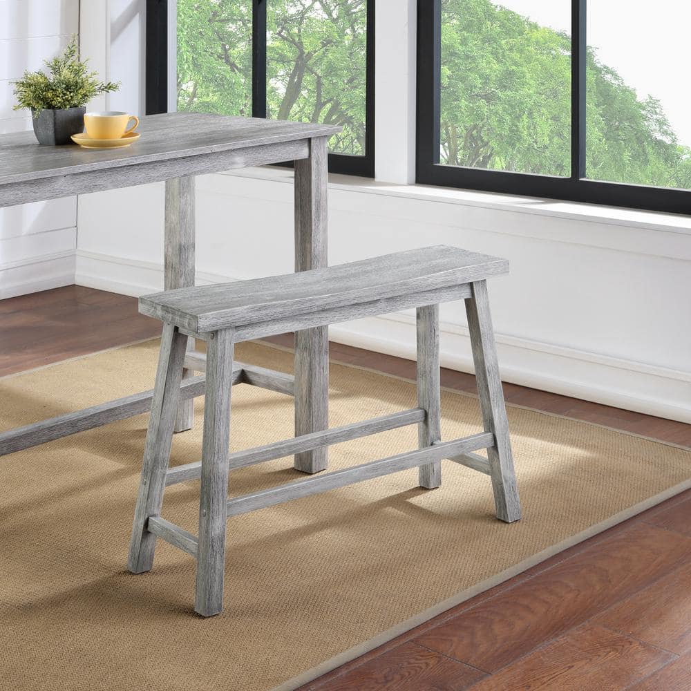 Sonoma 36" Storm Gray Wire-Brush Eco-Friendly Rubberwood Bench