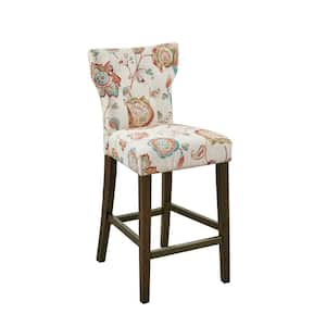 Hayes 25 in. Orange Multi Back Wood Counter Stool with Tufted Back