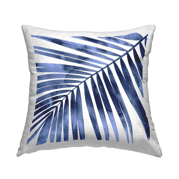 Stupell Industries Blue Palm Leaf Tropical Blue Square Outdoor Throw Pillow