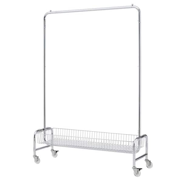 Econoco Chrome Steel Rolling Z-Rack 64 in. W x 70 in. H with Black