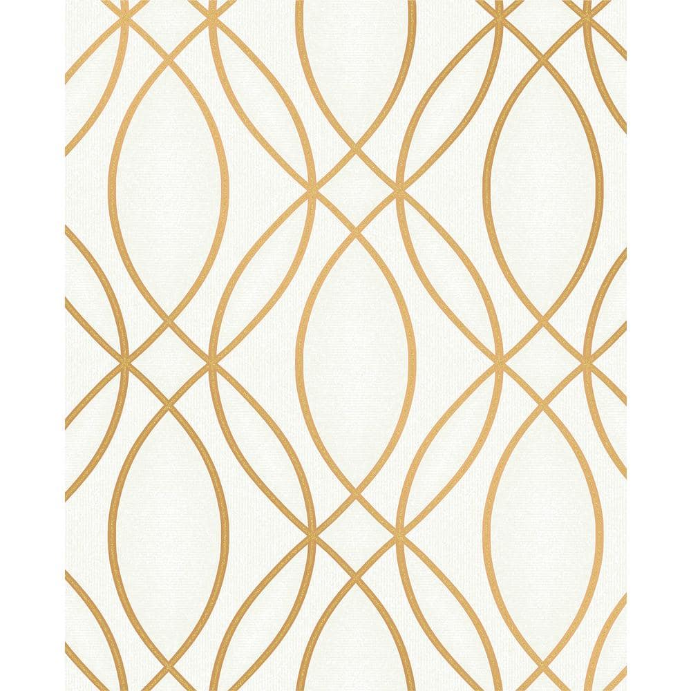 Lisandro Gold Geometric Lattice Gold Wallpaper Sample