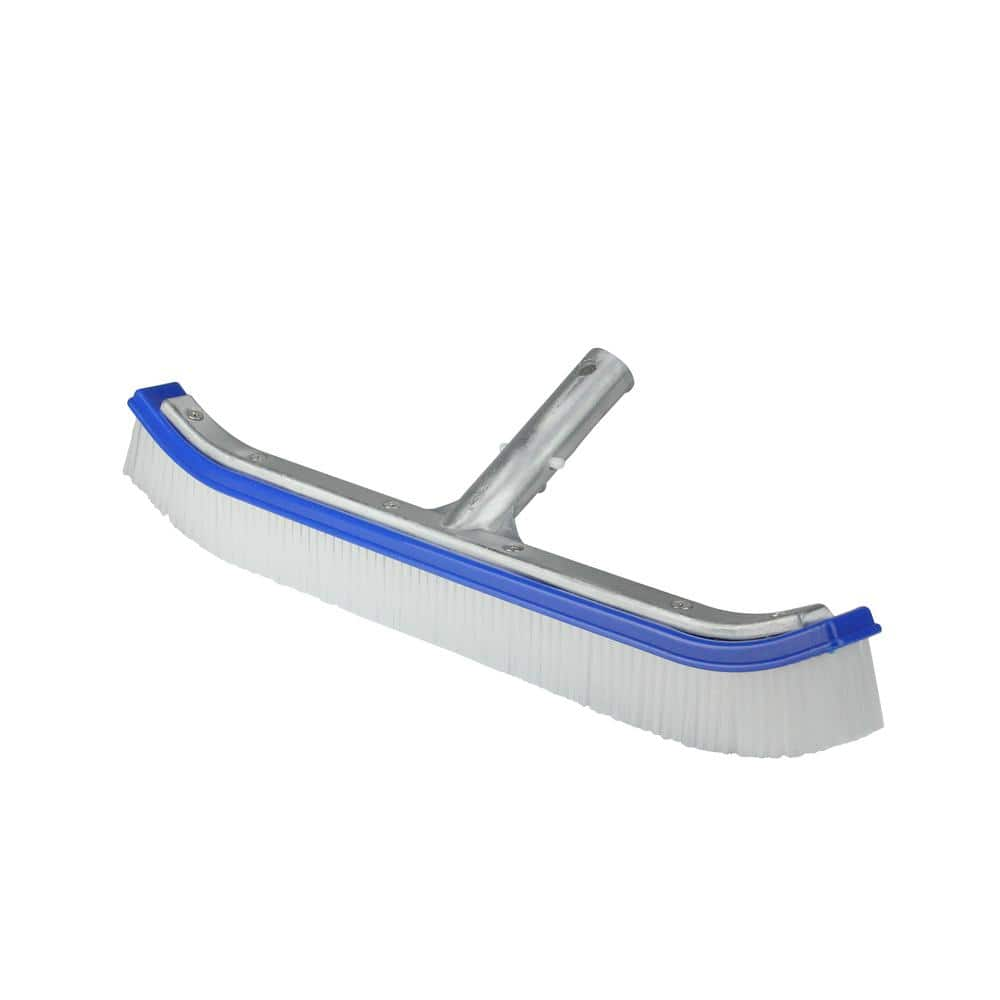 Pool Central 18 in. Blue Standard Curve Nylon Bristle Wall Brush with Aluminum Support