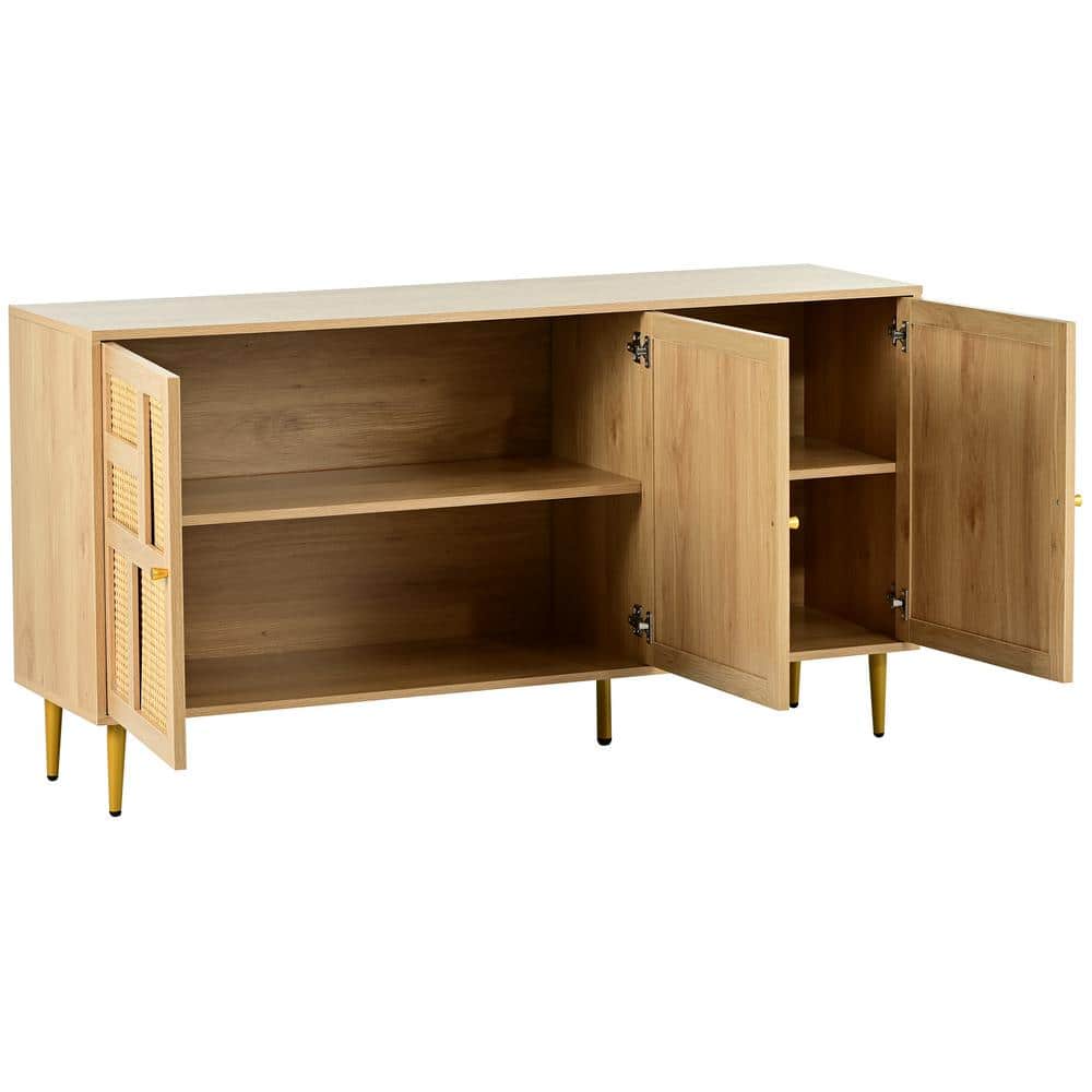 57 in. W x 15.7 in. D x 30.5 in. H Bathroom Brown Linen Cabinet