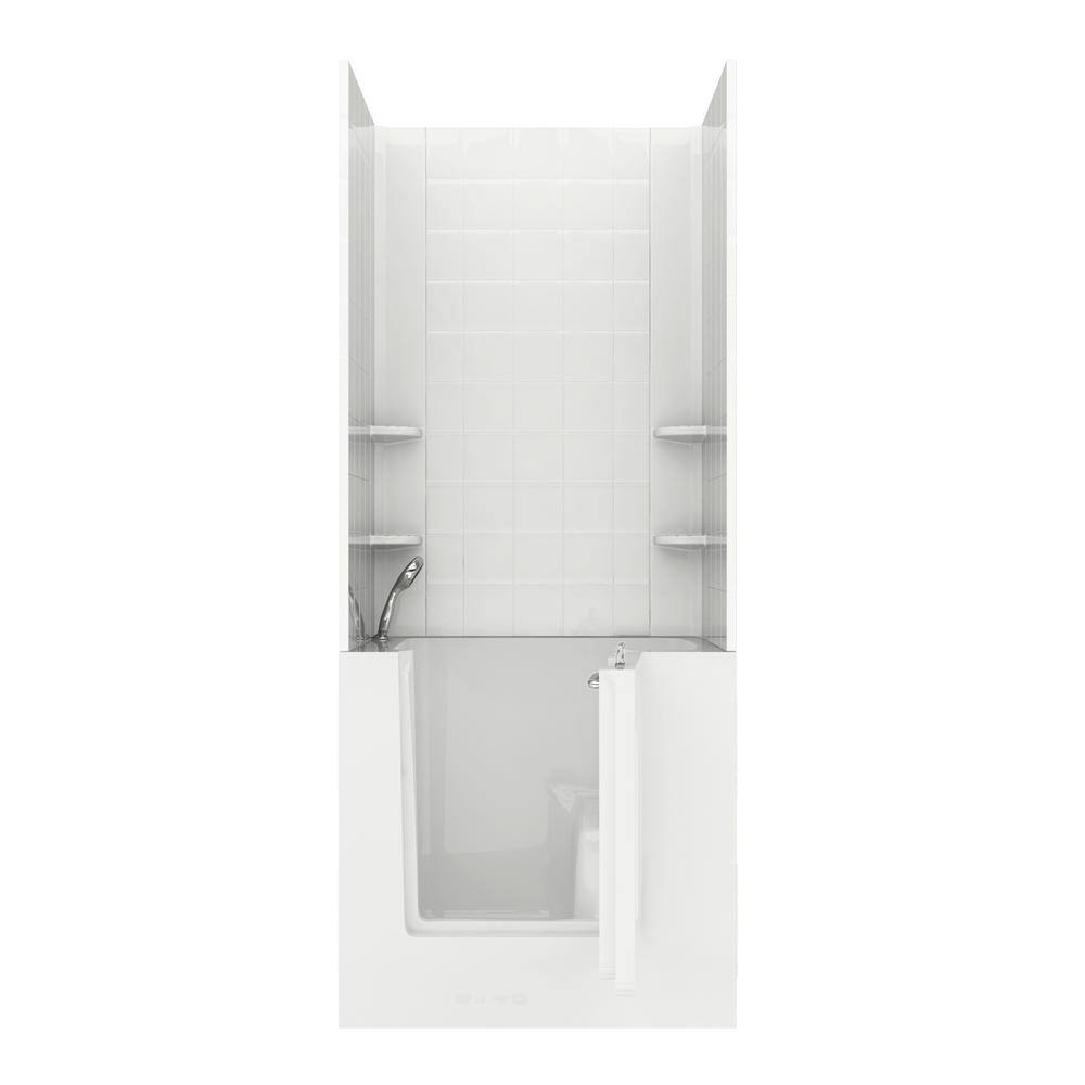 Rampart 3.4 ft. Walk-in Non-Whirlpool Bathtub with 6 in. Tile Easy Up Adhesive Wall Surround in White price history on PriceWatchPro