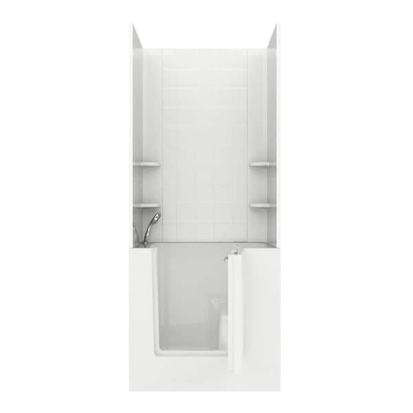 Unbranded NOVA Heated Rampart 3.4 ft. Walk-in Non-Whirlpool Bathtub with 6 in. Tile Easy Up Adhesive Wall Surround in White