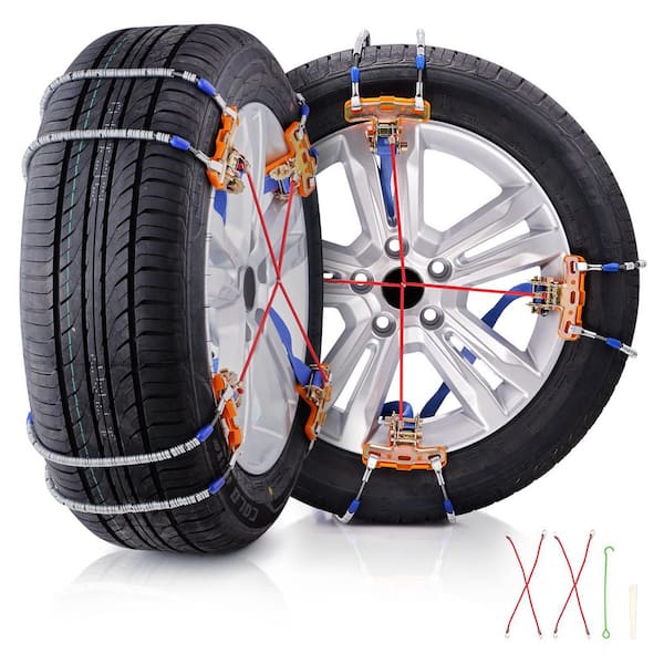 8 PCS Snow Chains, Tire Traction Chains for 9.2-11.2 in. Tires, Manganese Alloy Steel Emergency Chains for Cars