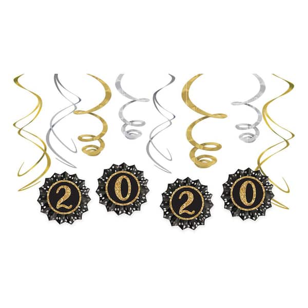 Amscan Multi-Color Happy New Year Foil Plastic Top Hat Assortment
