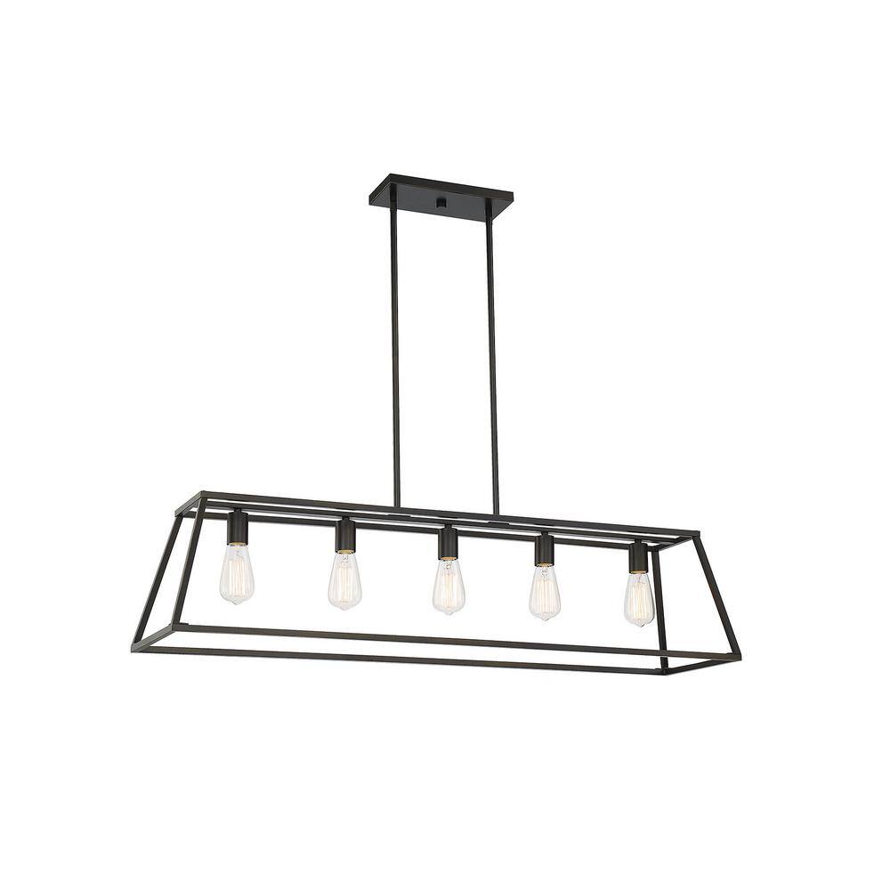 Denton Classic Bronze 44" Linear Chandelier with 5-Light Design